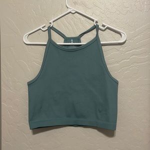 Teal green cropped tank top, size M-L